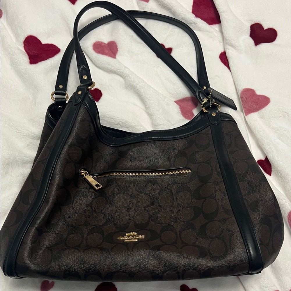 Coach Dark Brown and Black Shoulder Bag